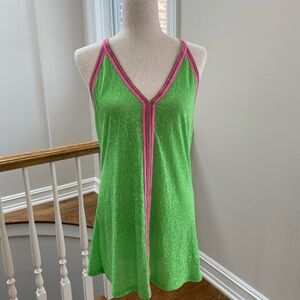 Pitusa Vibrant Green Mini Dress with Pink Details